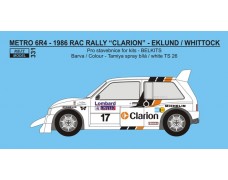 Decal – Metro 6R4 - Clarion team Europe - RAC Rally 1986 - Eklund / Whittock